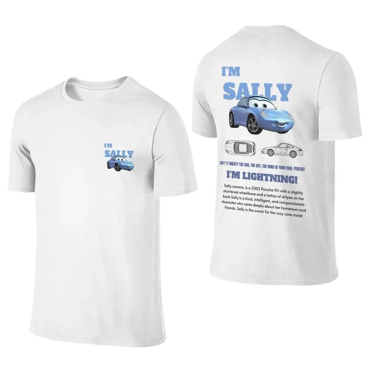 Sommer Lightning McQueen und Sally T-Shirt für Paare Mcqueen Sally T-Shirts Beidseitiger Druck T-Shirt für Damen Herren Baumwolle Oversized Kurzarm S hellbraun