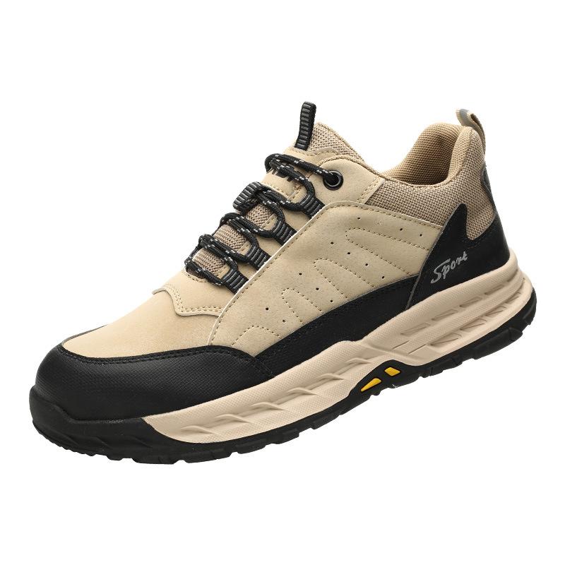 Arbeitsschuhe Herren Verschleißfeste und schnürfeste Sicherheitsschuhe Rutschfeste, weiche Sohlen Stahlsackkopf Anti-Smashing und Stichfeste Arbeitsschuhe 46