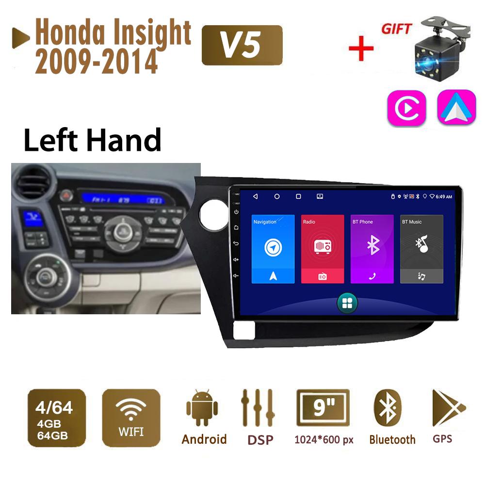 Android Autoradio Stereo für Honda Insight 2009-2014 2 Din Multimedia Carplay Navigation Autoradio GPS WIFI Head Unit 4 + 64GB 4+64GB,Left
