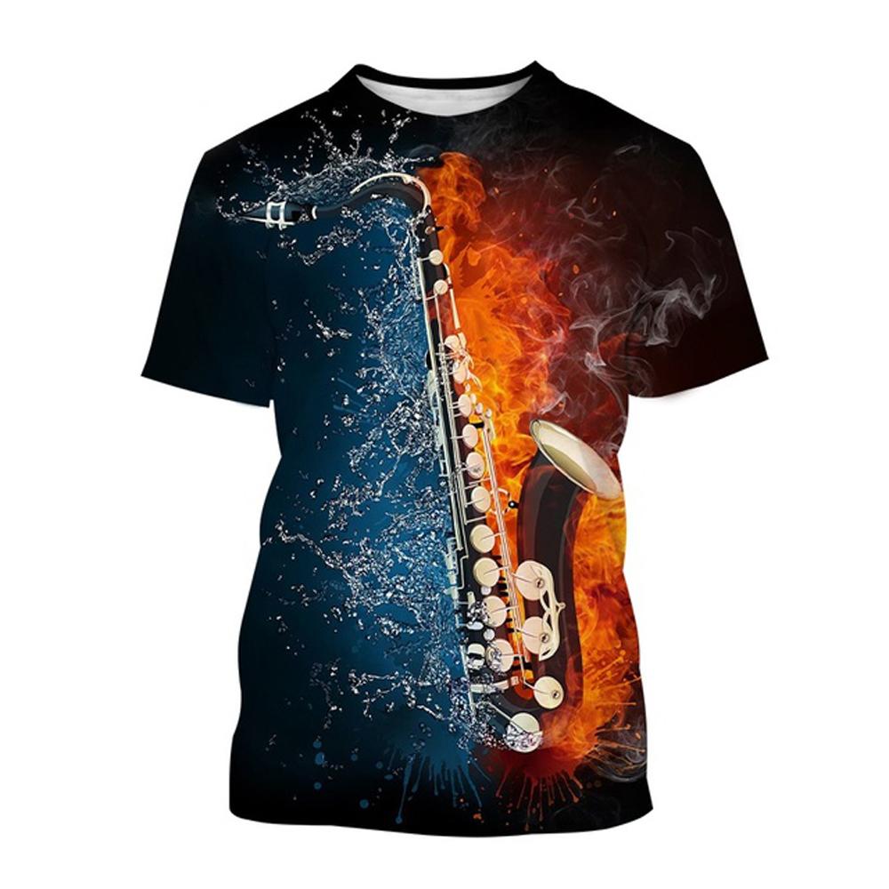 Musikinstrument Saxophon T-shirt Sommer männer Casual Musik Kunst Kurzarm T Hip Hop Persönlichkeit harajuku Print Tops XXL