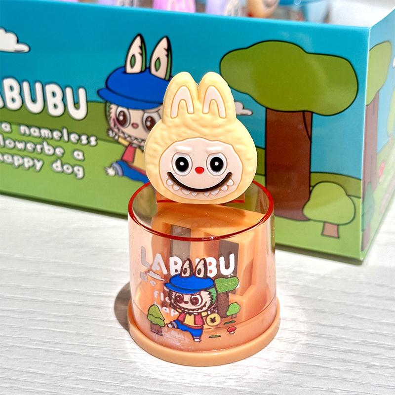 1 Stück Cartoon Tragbarer Niedlicher Bleistiftspitzer Labubu Kawaii Doppel Loch Bleistiftspitzer Bürobedarf Schüler Schreibwaren Geschenke