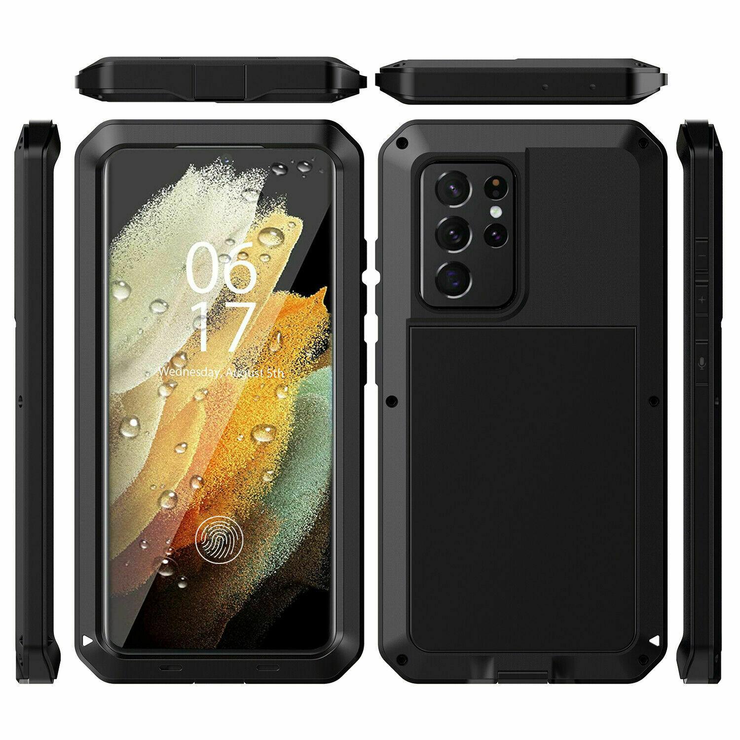 Luxuriöse Metall-Aluminium-Stoßstangen-Telefonhülle für Samsung Galaxy S25 S24Ultra S23 S22 S21 S20 S10 Note10 20ultra Silikon Stoßfeste Panzerschutzabdeckung For Samsung Galaxy S21 Ultra 5G schwarz
