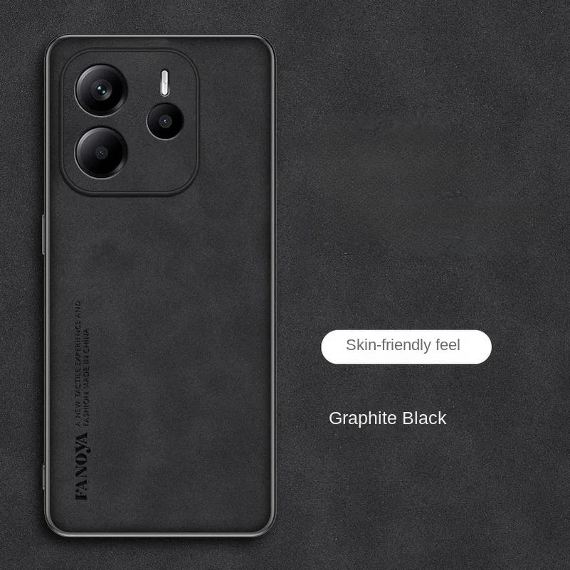 Note 14 Luxus-Handyhülle aus Schaffellleder und Silikon für Xiaomi Redmi Note 14 Pro Plus Note 14 4G 5G Matte Anti-Shock-Rückseitenabdeckung Stoßstangenschale Redmi Note 14 5G schwarz
