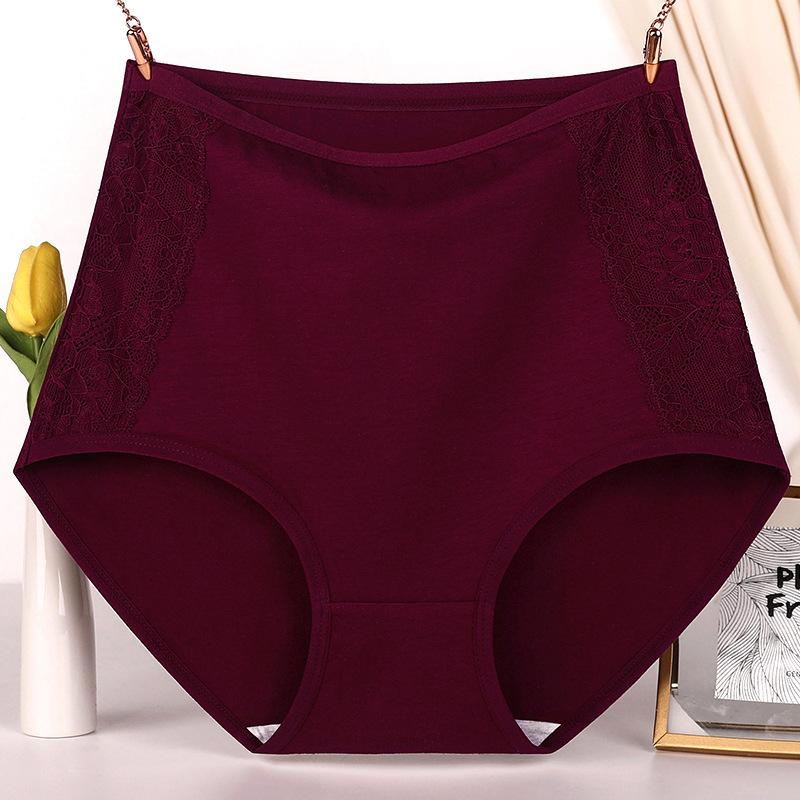 Damenunterwäsche Bauchhöschen Mittleres Alter Slips Plus Size XL-6XL Unterhosen 6XL wein rot