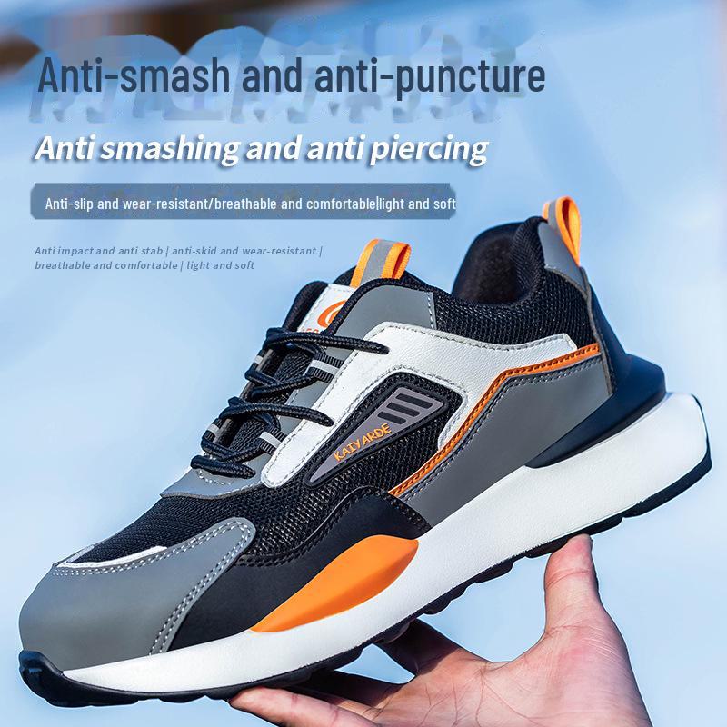 Herren Ultraleichte Sicherheitsschuhe mit Stahlkappe: Atmungsaktives, bruchsicheres, durchstichfestes, lässiges, dicksohliges, weichsohliges Arbeitsfußschuhwerk Color: Light Gray; Size: 36