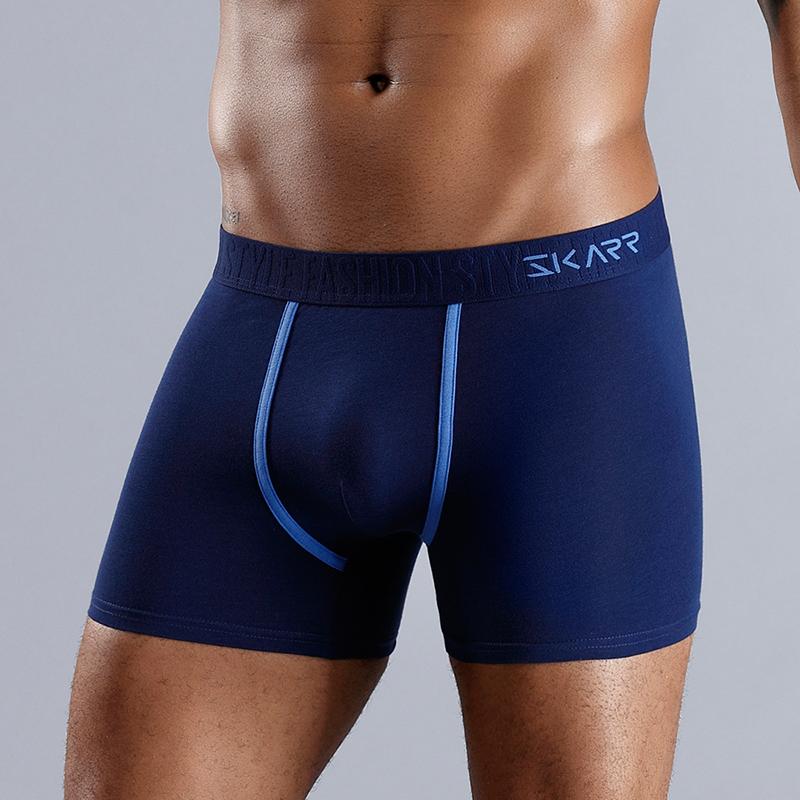 BONITOS 1 Stück bedruckte Herren-Unterhose, Baumwoll-Boxershorts, sexy Herren-Unterwäsche S dunkelblaue