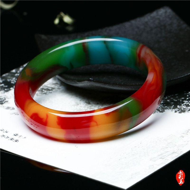 Natürliche Xinjiang Bunte Jade Armband Huhn Blut Rot Gold Seide Jade Armband frauen Armband für Mutter 62MM