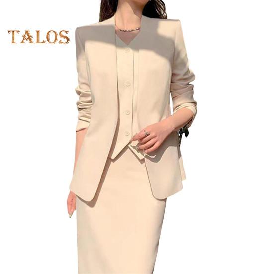 2 Teile/satz Damen Anzug Mantel Rock Set Formeller Business Stil Lange Ärmel Offener Sticth Mantel Hohe Taille Slim Fit A-linie Midi Rock OL Pendeln Büro XXL beige