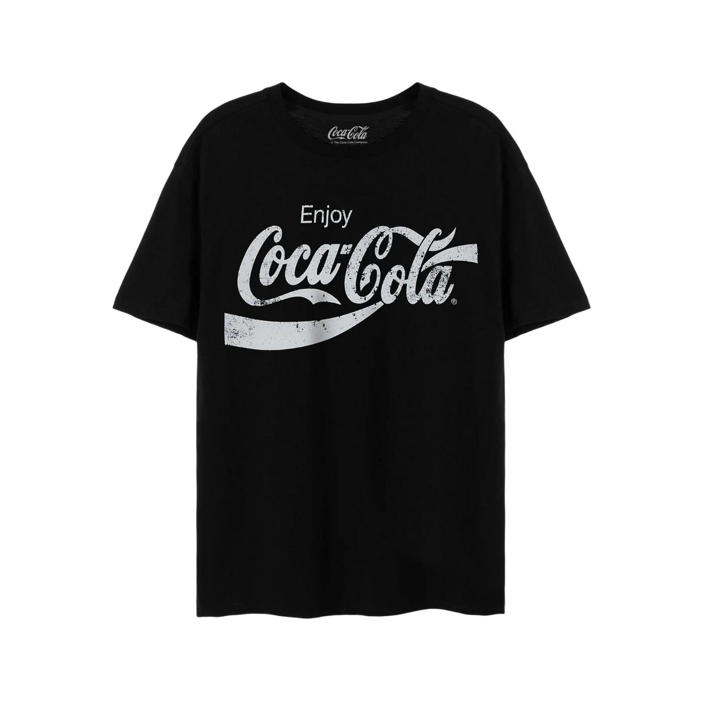 Coca-Cola Unisex-Erwachsene Distressed Logo T-Shirt 3XL schwarz