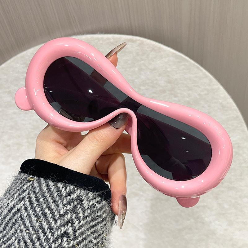 Neu In Oval Sonnenbrille für Herren Damen Mode Retro Markendesign Shades Brillen Weiblich Candy Farbe Schutzbrille Sonnenbrille rosa