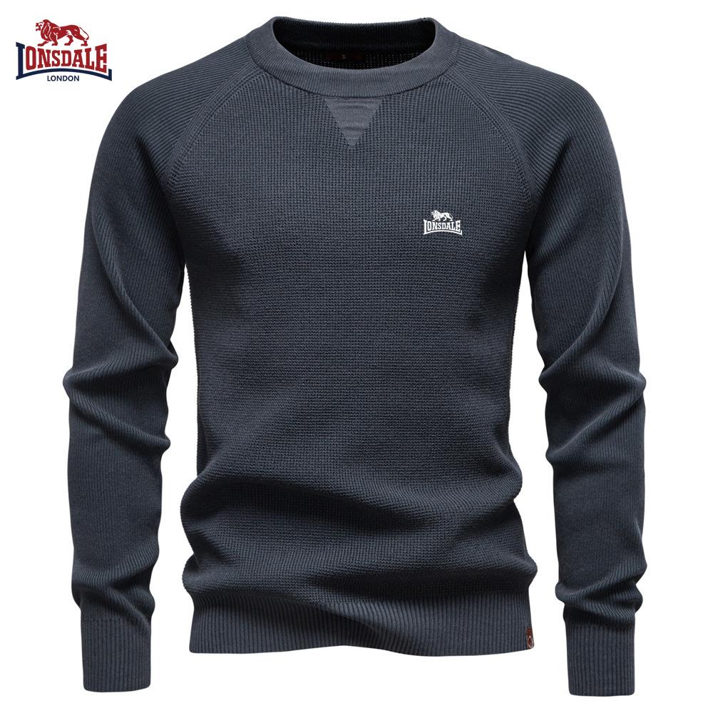 Lonsdale 2025 Herbst und Winter Stickerei Neu Rundhals Modischer Einfarbiger Pullover Herren Hochwertig Business Casual Gestrickter Herrenpullover M
