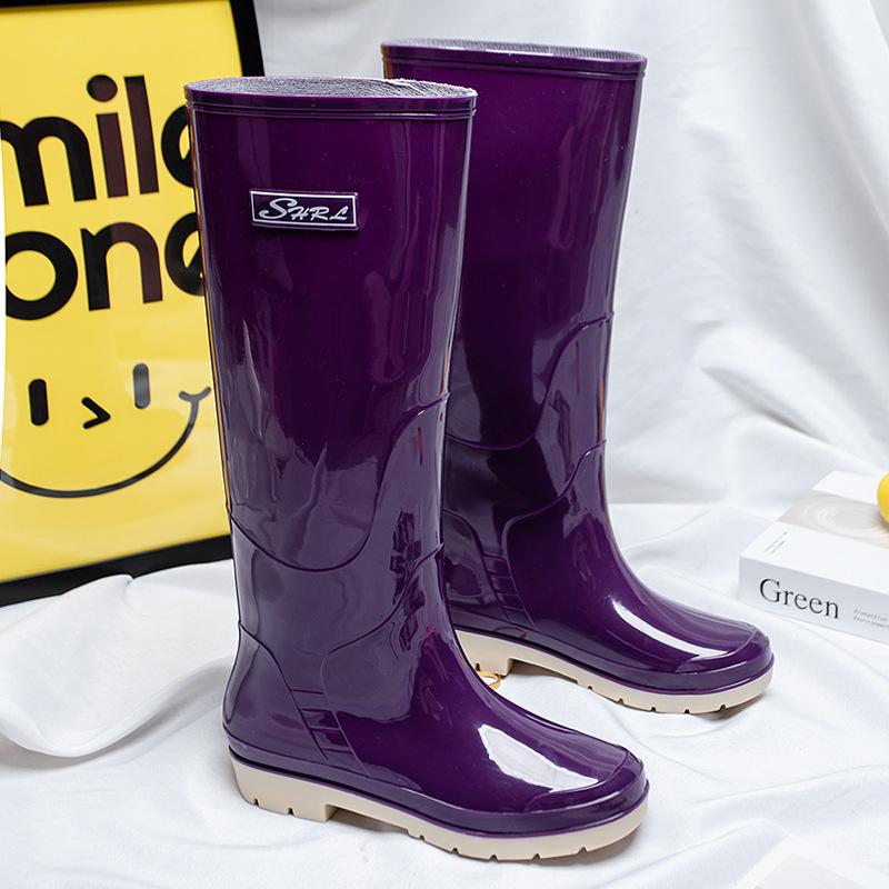 Fabrik direkt verkäufe regen schuhe weibliche ritter stiefel lange stiefel weibliche 2025 sommer net rot tragen wasserdichte regen stiefel weibliche 37 violett