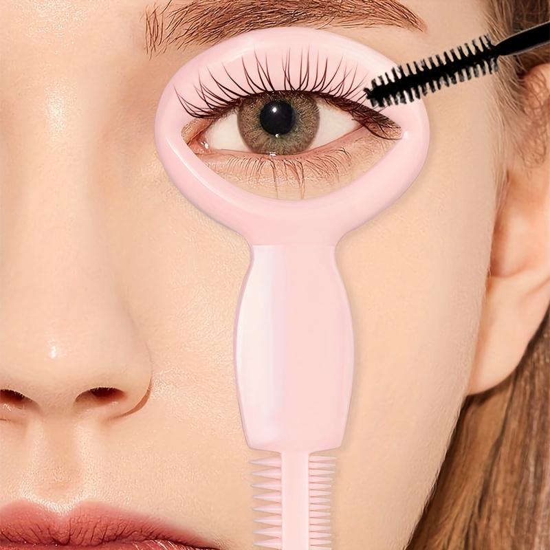 1 Stück Eyeliner-Schablonen und Mascara-Applikator-Werkzeug. Enthält Schablonen, Mascara-Schutz, Applikator-Werkzeug mit Kamm für präzises Auftragen der Wimpern. rosa
