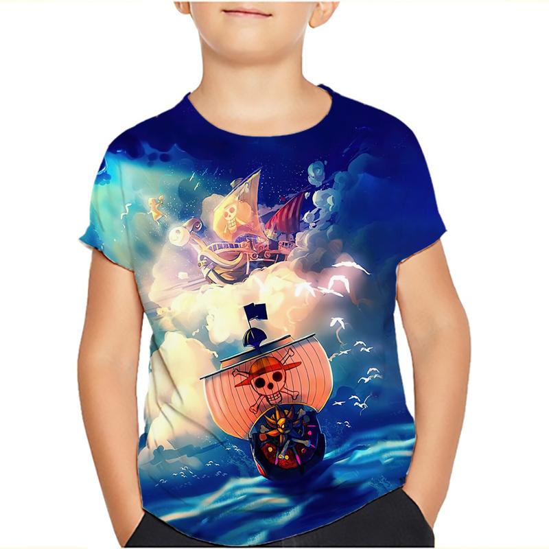One Piece Luffy T-Shirt Four Emperors Kurzarm Zoro Sanji Chopper Ace Law Tee Kinderkleidung Modekostüme für Kinder Top 140 android grün