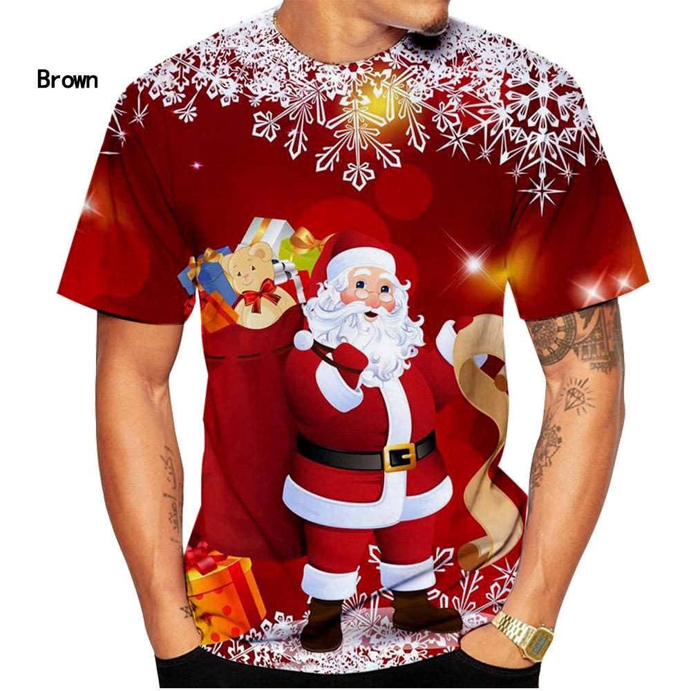 Modische Weihnachts-T-Shirts für Männer und Frauen, kurzärmelige T-Shirts, lässige Weihnachtsmann-Cartoon-T-Shirts mit 3D-Druck 6XL