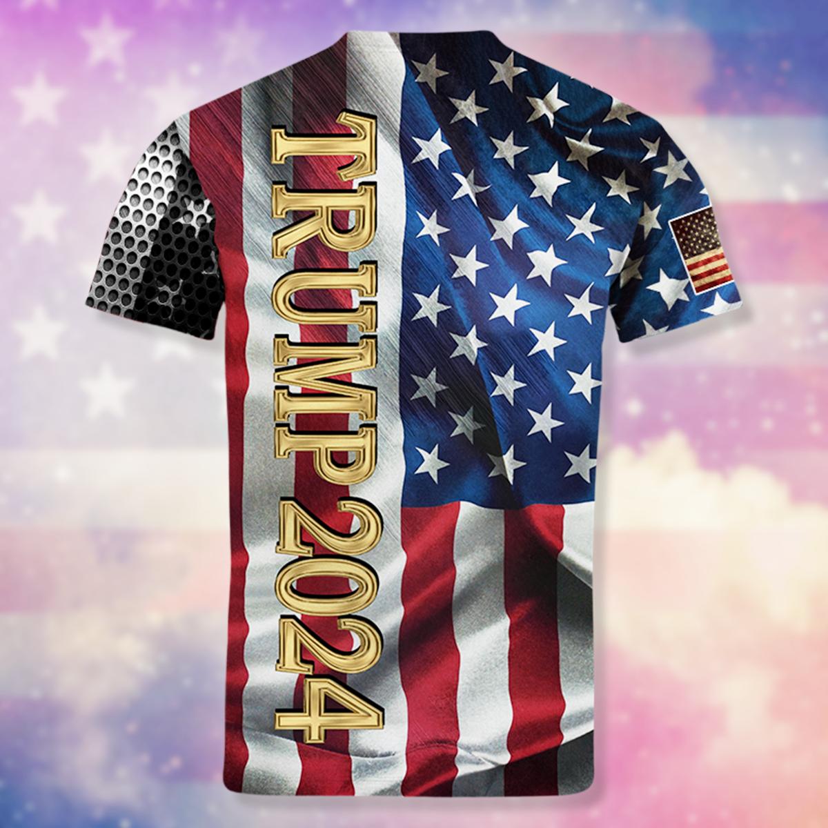 Trump 2024 Grafik-T-Shirts Herrenbekleidung 3D Amerika USA US-Flagge T-Shirt Mode Streetwear Donald Fans T-Shirts Damenkleidung S