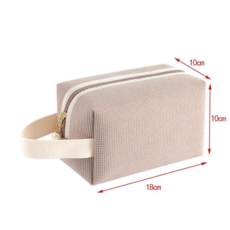 Einfache Cord Aufbewahrungstasche, Kleine Karomuster Lippenstift Make-up Tasche, Tragbare Make-up Aufbewahrungstasche, Outdoor Make-up Tasche