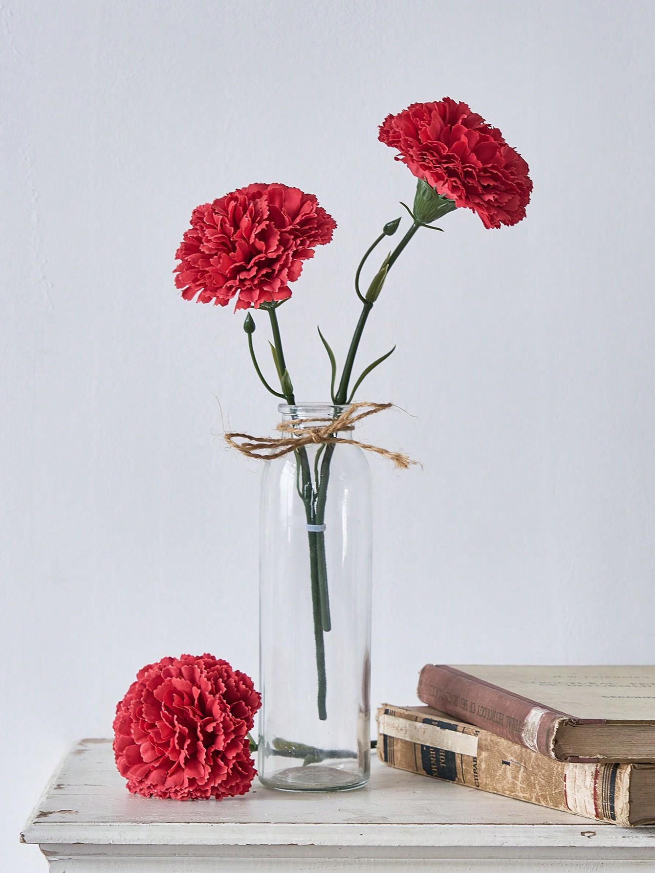 1 Stück Künstliche Nelken Künstliche Blumen Stiele Seide Kunstblumen Für Trauergestecke Hochzeitssträuße Friedhofskränze DIY Basteleien 1 Pc rot