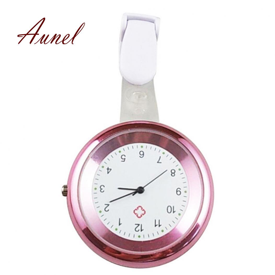Runde Ziffern-Analog-Quarz-Taschenuhr zum Aufstecken für Krankenschwestern und Ärzte lila rot