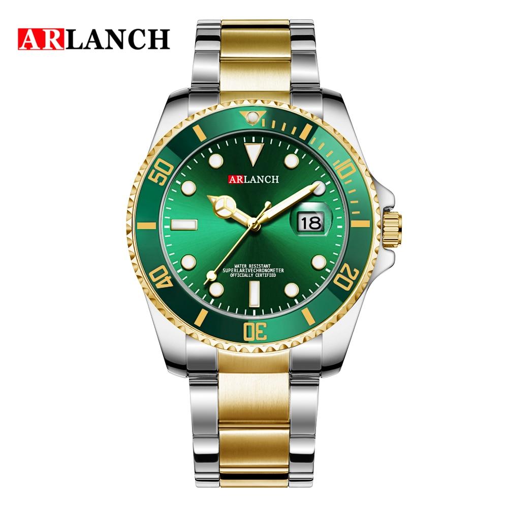 Neue Coca-Cola Submariner Sport Armbanduhr Green Water Ghost Edelstahl Top-Marke Luxus Sport Klassische Uhren für Männer Quarz Armbanduhren gold/grün