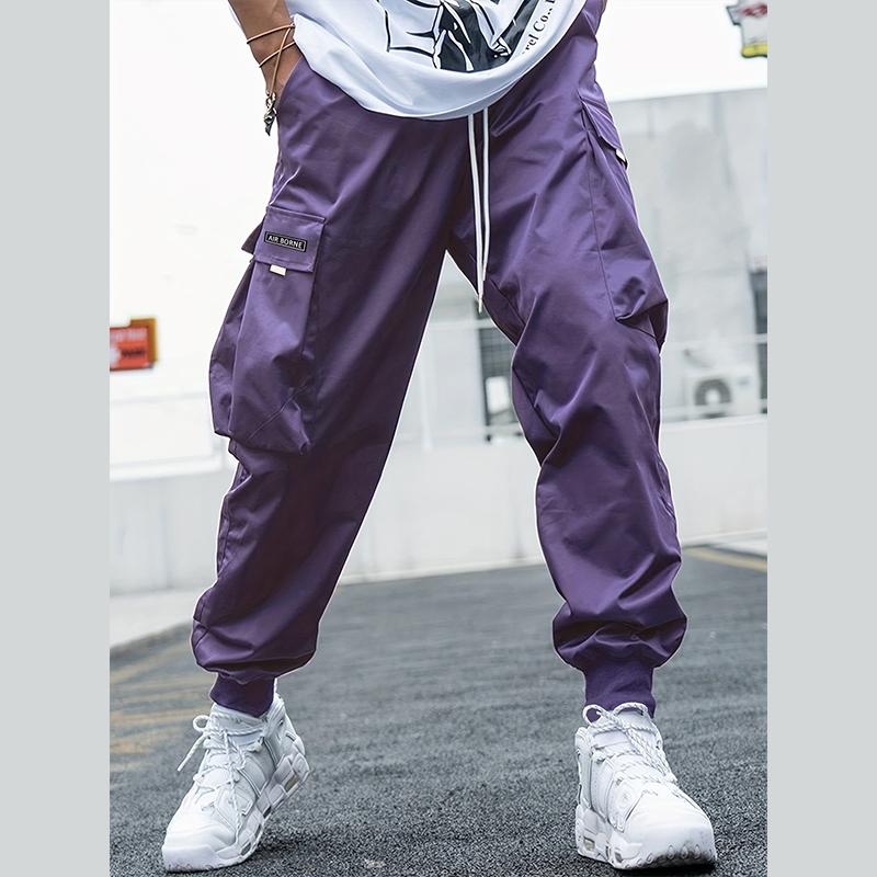 Hochwertige Baumwolle Mode Casual al Cargo Hosen Streetwear Harajuku Jogger Männer Sport Hosen L violett