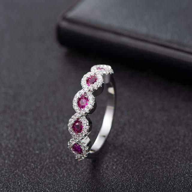 Diwenfu S925 Sterling Silber Roter Rubin Schmuck Edelstein Ring Für Frauen Eheringe Silber 925 Schmuck Grüner Topas Schmuck Mädchen 10 rot