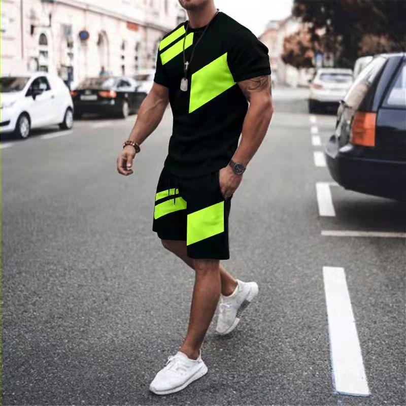 3D-Druck Herren-Trainingsanzug mit O-Ausschnitt, Sommer-Tops und Shorts-Sets, zweiteiliges Jogger-Outfit, modisches Herren-Kleidungsset, Kleidung für Männer XXL