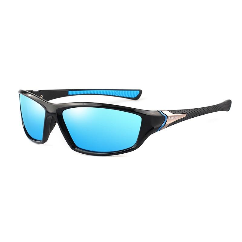 Klassisches Design Herren-Sport-Sonnenbrille, blendfreie polarisierte Sonnenbrille, UV400-Schutz, Reiten, Radfahren, Fahren schwarz/blau