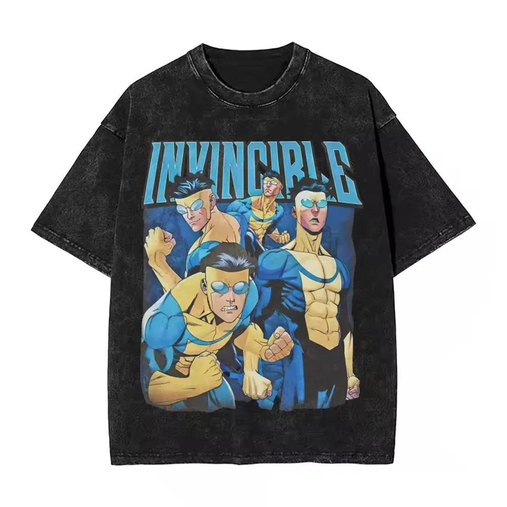 Retro Unbesiegbar Cartoon Comic Gewaschen Neuankunft Herren Damen Kleidung T-Shirt Homme Grafik-T-Shirts Herren Damen T-Shirt für Herren Damen Ropa M gold