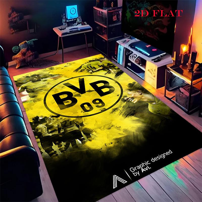 Mutiges BVB-Logo Teppich für Wohnzimmer Schlafzimmer Zuhause Sofadekoration, Kinderspiel Rutschfeste Bodenmatte 60x90cm( 23x35in )