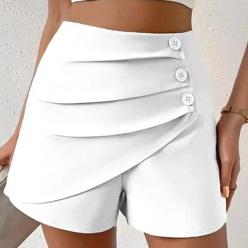 Damen Sommer Shorts Hohe Taille Lady Daily Shorts Asymmetrische Damen Sommer Shorts Slim Fit Über Knie Länge Damen Mini Shorts M weiß