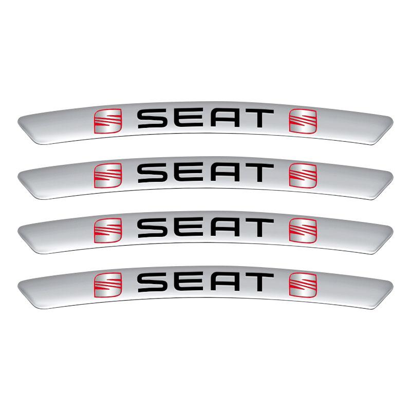 4 Stück Aluminium Auto Radnaben Emblem Aufkleber Reifen Felgen Dekor Aufkleber für Seat Leon Alhambra FR Altea Ibiza Toledo Cordoba Arona 5 6 MII silber