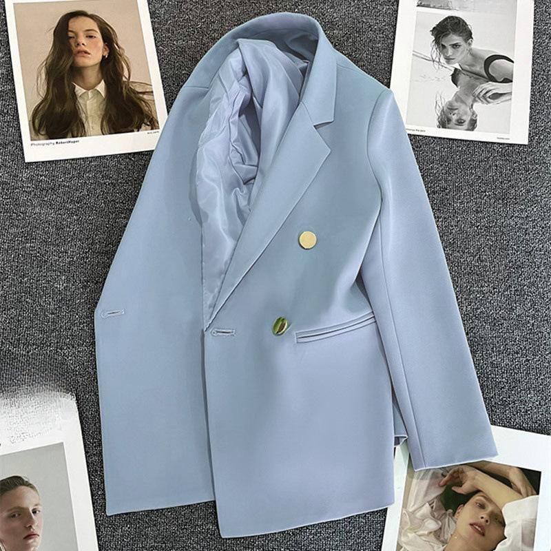 Korean Fashion Casual frauen Einfarbig Tasche Blazer Anzug Langarm Strickjacke Multi Farben Blazer Jacke S blau