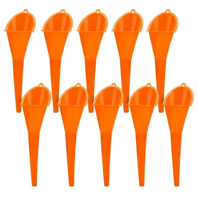 Auto Langen Stiel Trichter Benzin Öl Kraftstoff Füllung Werkzeuge Anti-splash Kunststoff Öl Trichter Motorrad Tanken Werkzeuge Auto Zubehör 10PCS gelb