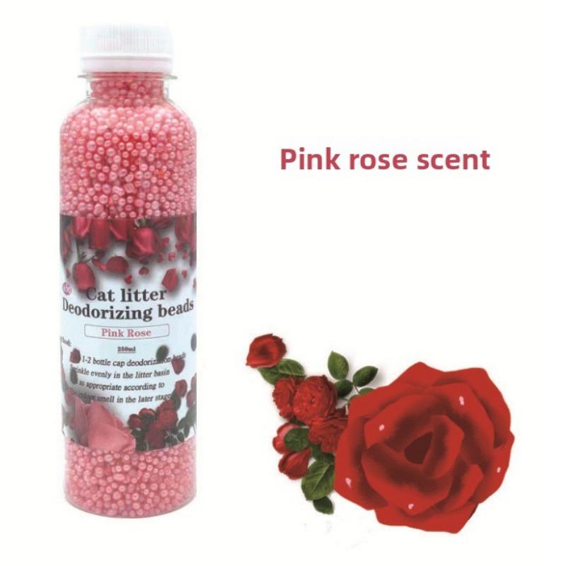 Katzenstreu Deodorisierende Perlen Flasche Katzenstreu Begleiter Aktivkohle Deodorisierende Perlen Katzenstreu Becken Deodorisierende Perlen für Katzen Rose flavor -250ml