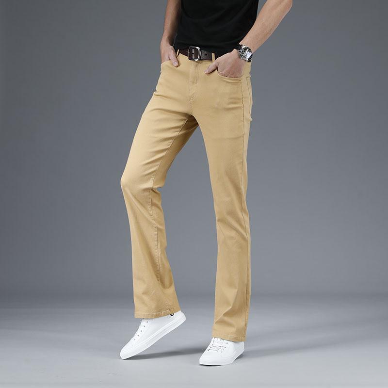 Ausgestellte Herren-Jeans mit Boot-Cut-Bein und ausgestelltem Bein, lockere Passform, klassische, lässige Stretch-Jeans für Herren 36 khaki