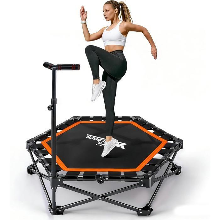 Trampolin für den Innenbereich - NETTLIFE - Mini-Trampolin - Faltbar - Verstellbarer Griff - Max. Belastung 150 kg orange