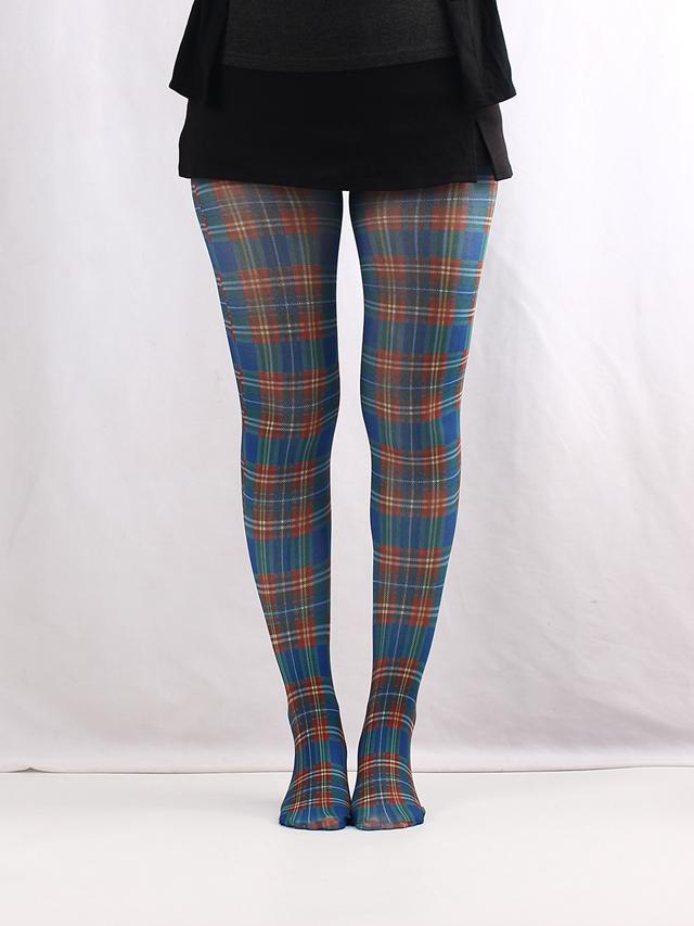 Mode Damen Klassische Tartan Semi-Opake Strumpfhose Bedruckte Strumpfhose Rot Lila Blau Grün Schottisches Karomuster Strumpfhose One Size gray