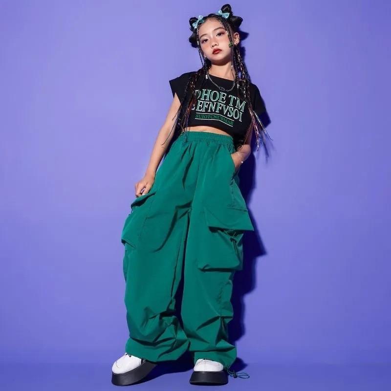 Mädchen Hip Hop Joggers Hosen Mädchen Cargo Hosen Teenager Gerade Hose Hohe Taille Vintage Casual Streetwear Baggy Hosen 140cm blue