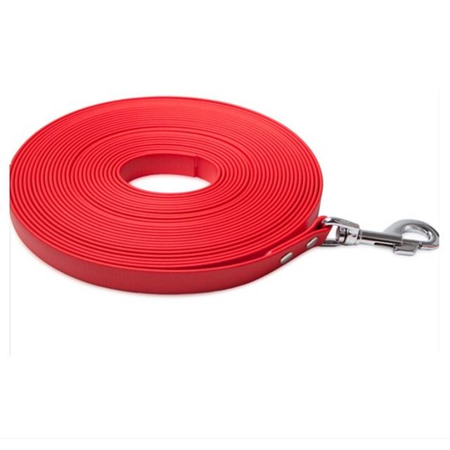 Robuste Hundeleine aus PVC, wasserdichte lange Hundeleine, reflektierender Rückruf, Tracking-Seil, leicht zu reinigen, Leine für kleine und große Hunde 2.0cmX10m rot