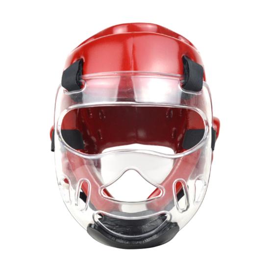 Taekwondo Helm Atmungsaktiv Stoßdämpfung Mehrzweck Kopfschutz Sparring Helm für Sport L rot