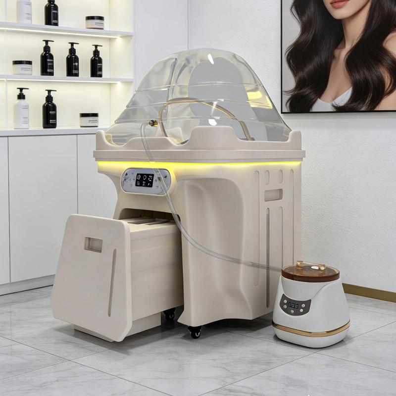EU-Lager Wasserkreislauf Kopf-Spa-Shampoo-Stuhl, Friseurstuhl. Tragbare kleine Shampoo-Station, mobiler Therapie-Stuhl option 2 weiß
