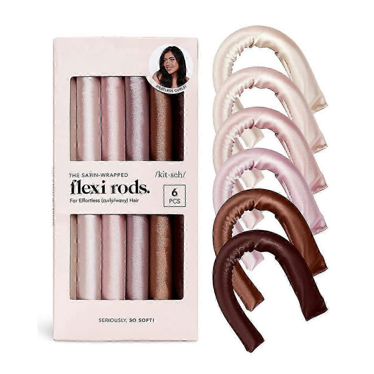 Hitzefreier Lockenwickler - Hitzefreie Lockenwickler mit Satinbezug für langes Haar Flexi-Stäbe für hitzefreie Locken für alle Haartypen Lockenwickler zum Schlafen