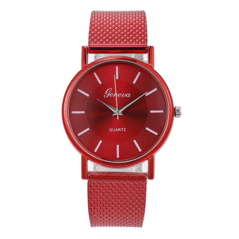 Einfache Quarz Armbänder Edelstahl Zifferblatt Mädchen Frauen Uhren Luxus Casual Armband Weibliche Damen Uhr Zubehör rot