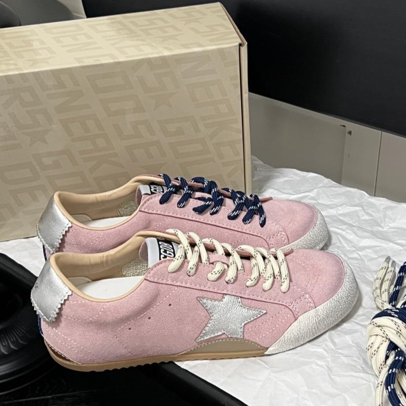 Star kleine schmutzige Schuhe machen alte kleine weiße Schuhe Damen 2025 Herbst neue schmutzige Schuhe runde Zehe Board Schuhe lässige moralische Trainingsschuhe Tide 39 rosa