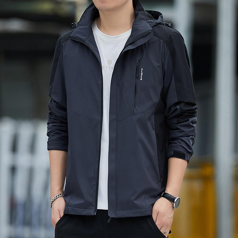 Jacke Herren Neue Herbst Outdoor Herrenjacke Abnehmbare Kapuze Wasser- und Winddichte Jacke Jacke Herren Windbreaker 5XL