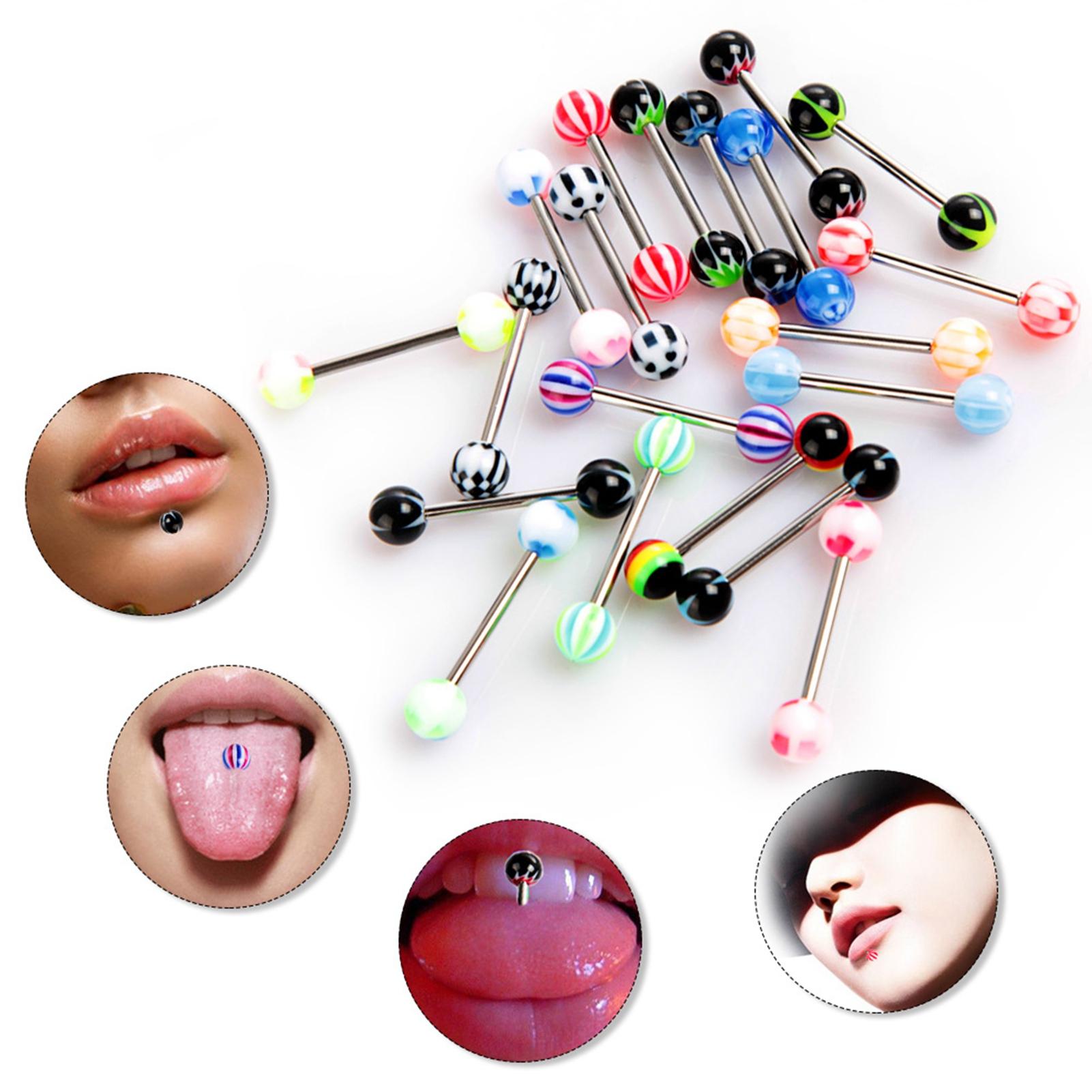 Kugel Zungenpiercings Edelstahl Acryl Modisch Piercing Hantel Körperpiercing Schmuck 20Pcs bunt