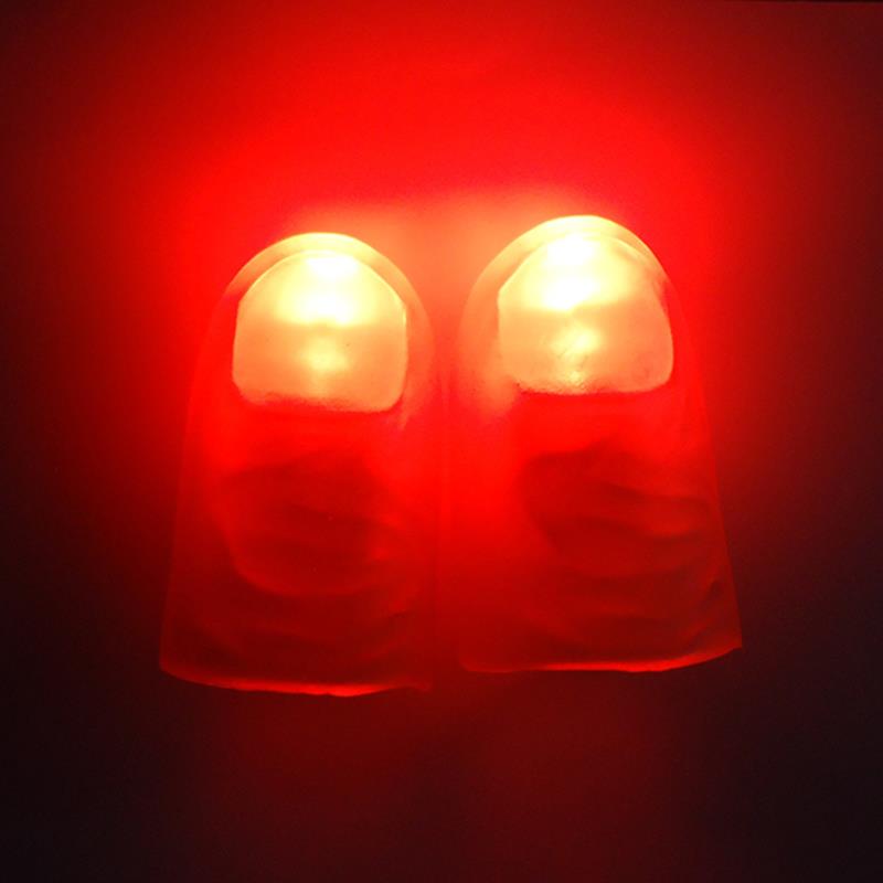2 Stück/Set Magische Daumen Licht Spielzeug für Erwachsene Magischer Trick Requisiten Blaues Licht LED Blinkende Finger Halloween Party Spielzeug für Kinder Red