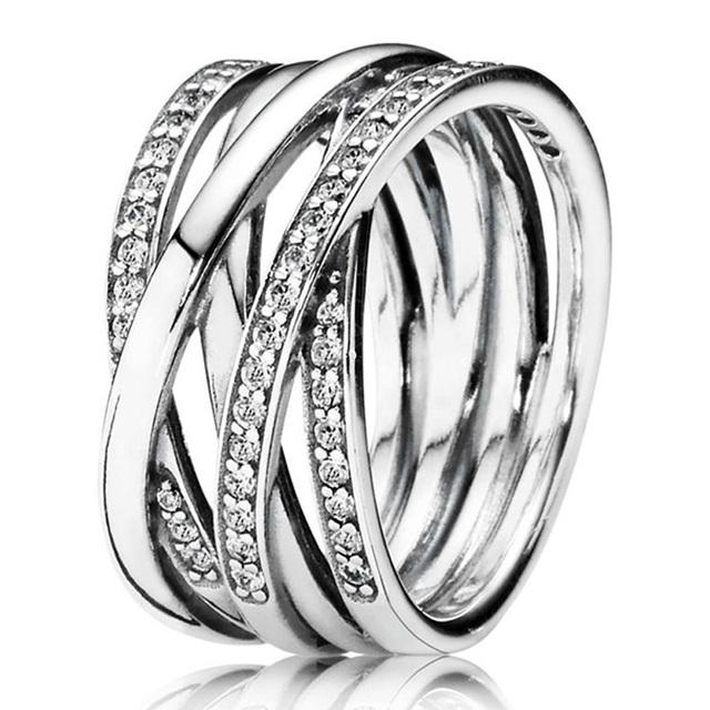 Authentischer Ring aus 925er-Sterlingsilber, durchbrochene Rose, ewig verschlungener zeitgenössischer Ring mit Perlen, für Damen, Geschenk, Modeschmuck 5