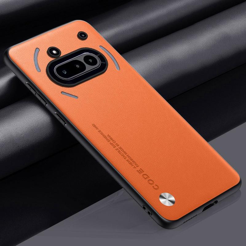 Luxuriöse PU-Lederhülle für Nothing Phone 3A Rückseite Matte Silikon Vollschutz Handyhülle für Nothing Phone3A 5G Coque Nothing Phone 3A orange